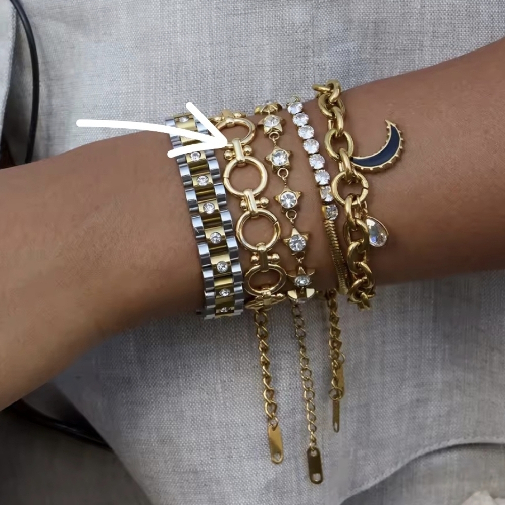 New 18k Gold Stainless Steel Circlet Link chain Bracelet
